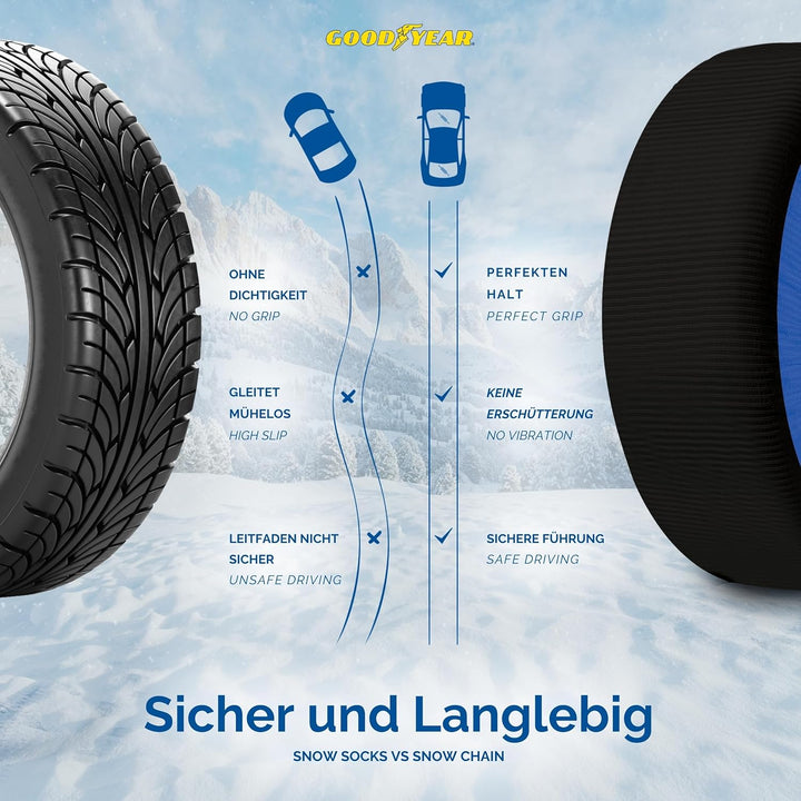 Goodyear Star Gripper Schneeketten zugelassen Italien EN 16662-1:2020 Zwei Schneeketten aus Stoff fü