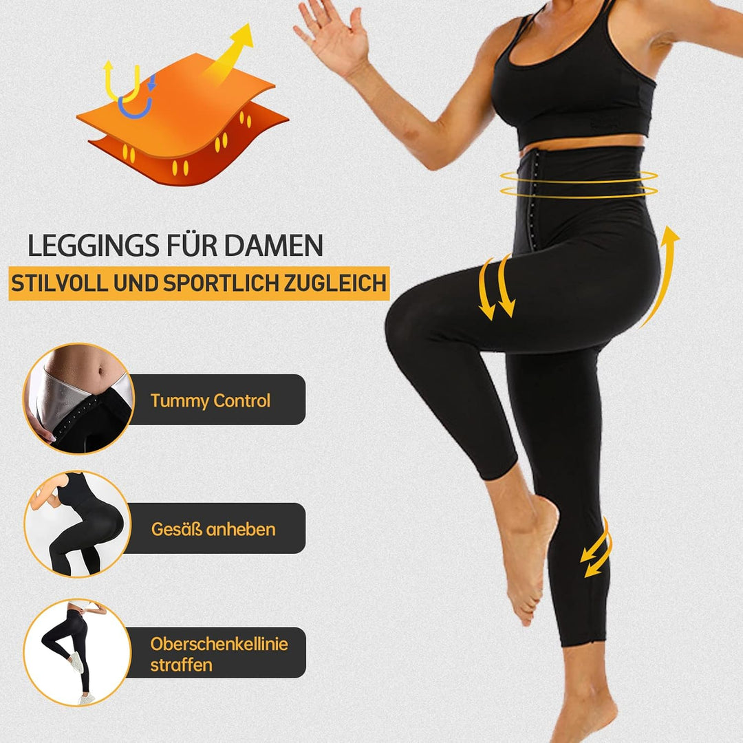 Merlvida Shape Leggings Damen High Waist Sauna Jogginghose Abnehmen Sporthose Bauchkontrolle Body Sh