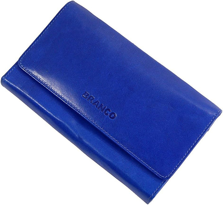 GoBago Branco Damen Leder Geldbörse 17 cm lang, Portemonnaie aus Rindleder 6 Farben, Geldbeutel mit
