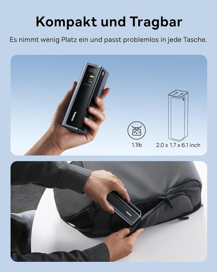 Baseus EnerGeek 145W 20800mAh Laptop Powerbank, Externer Akku mit 2X USB-C PD 3.0 100W Max Schnellla