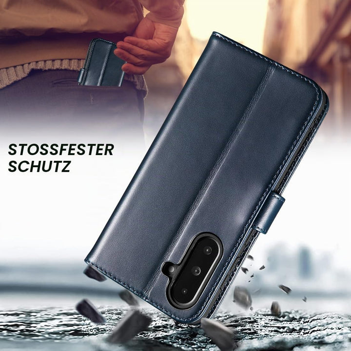 LENSUN Hülle für Samsung Galaxy A36 Echtleder, Flip Handyhülle [Premium Echtes Leder][Kartenfach] Sc