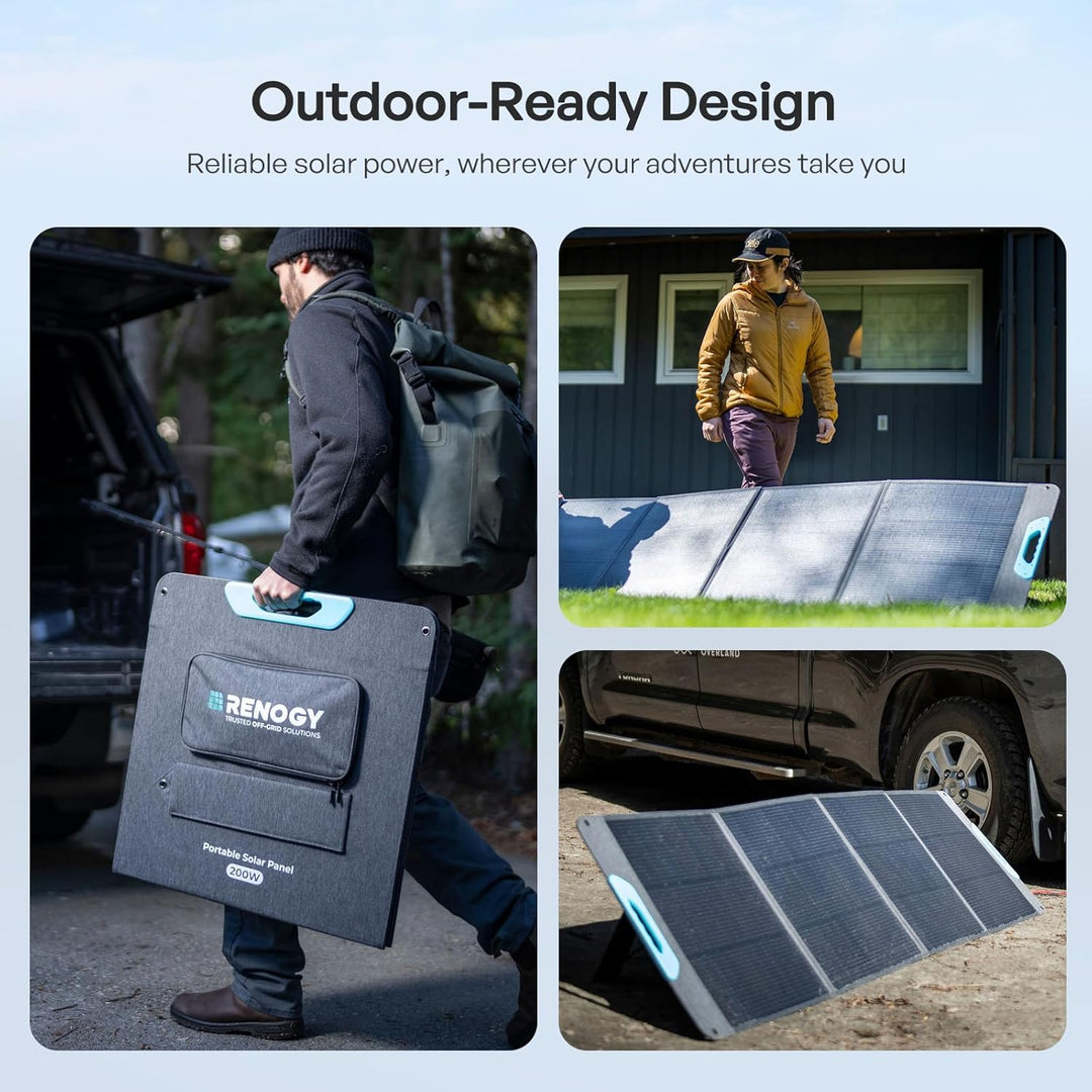 Renogy N-Typ Solarpanel Faltbar 200W, 25% Hoch-Effizienz Tragbares Solarmodul, IP65 6,3kg Faltbares