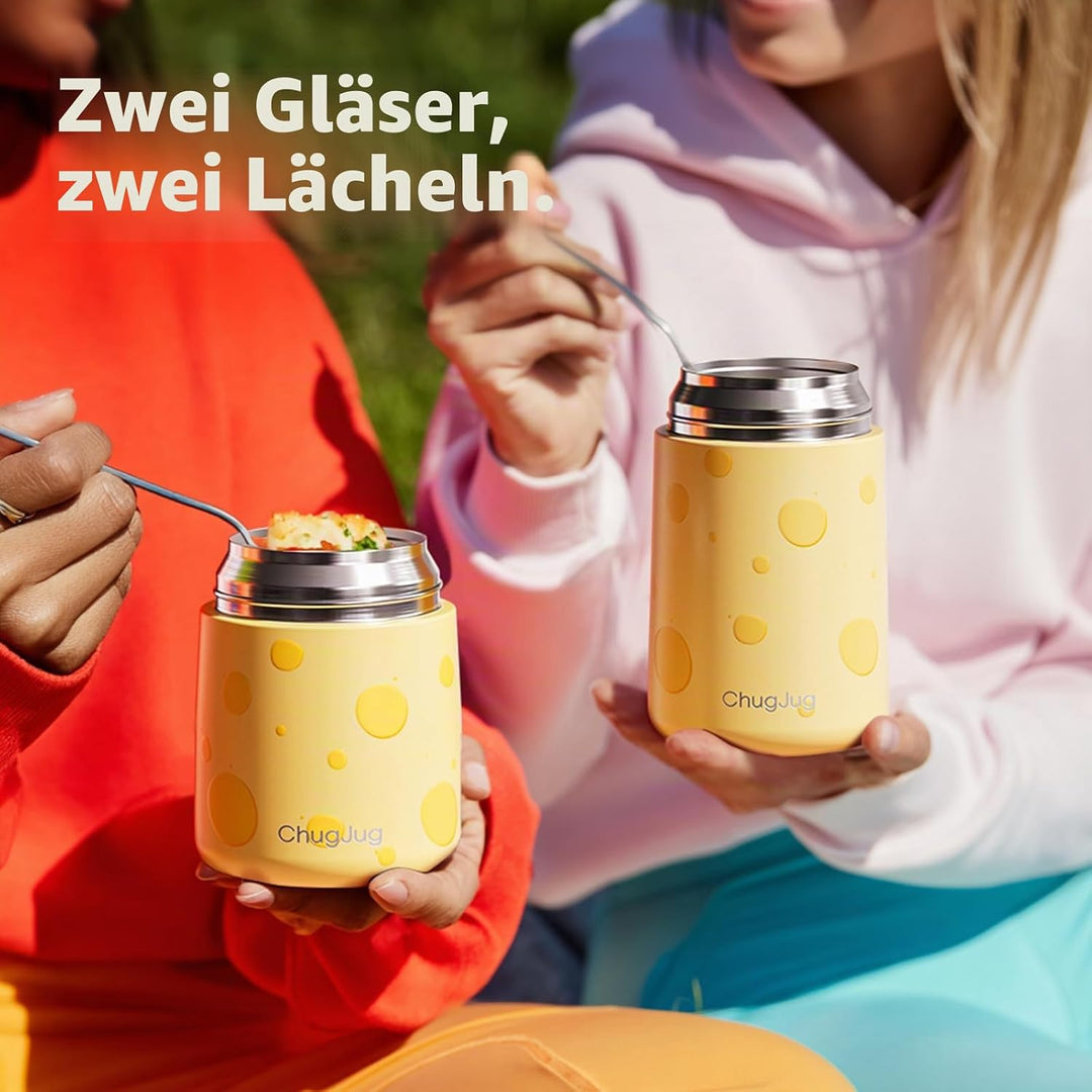 Thermobehälter für Essen 530ml, Edelstahl Thermobecher für Essen Warmhaltebehälter mit Löffel, Ausla