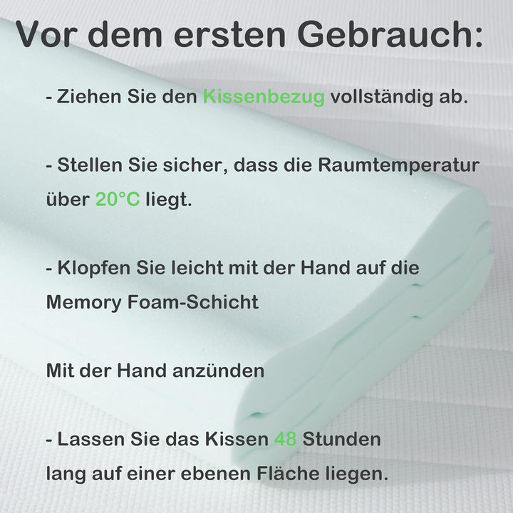 LAMB Höhenverstellbar Memory Foam Kissen Ergonomisches Nackenstützkissen 50D Dichte Abnehmbarer Bezu