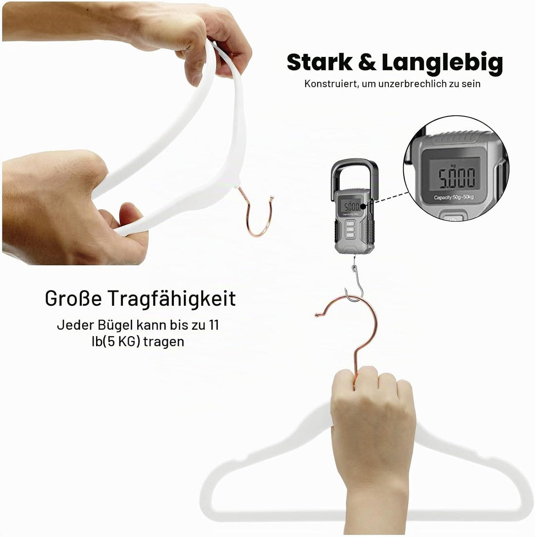 ABHENG 50 Stück Kinderkleiderbügel Samt, Samtbügel für Baby mit 360° Drehbarem Haken, rutschfeste un