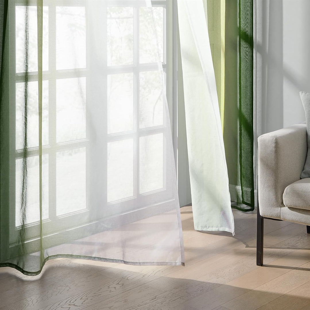 Topfinel Gardinen Wohnzimmer Modern Vorhang Grün mit Ösen Gardienen Vorhänge 240 cm Lang Gardinensch