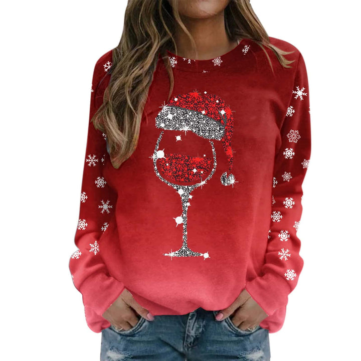 Weihnachtspullover Damen Sweatshirt Rundhals Langarm Weihnachten Pullover Casual Christmas Sweat Obe