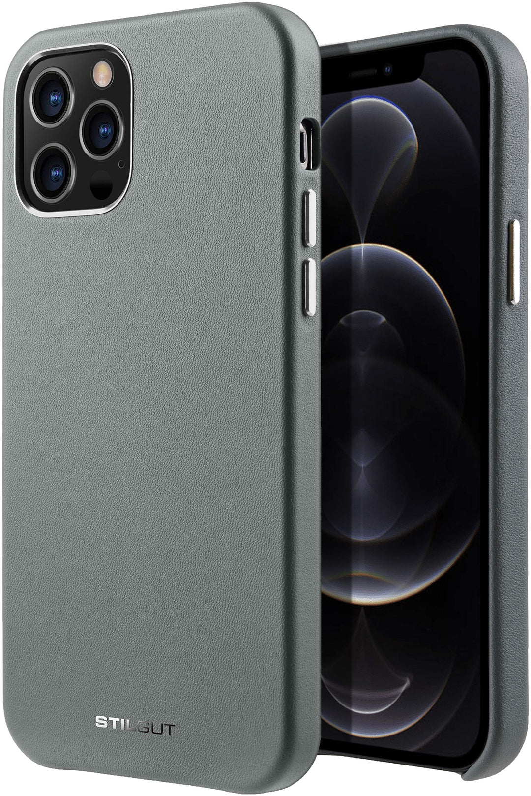 STILGUT Cover kompatibel mit iPhone 12 Pro Max Case aus Leder, Lederhülle, Hülle aus Leder, Ledercas