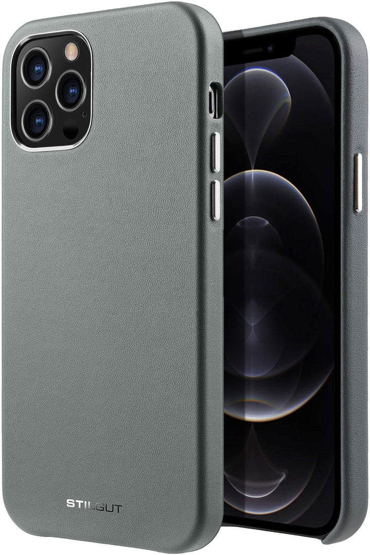 STILGUT Cover kompatibel mit iPhone 12 Pro Max Case aus Leder, Lederhülle, Hülle aus Leder, Ledercas