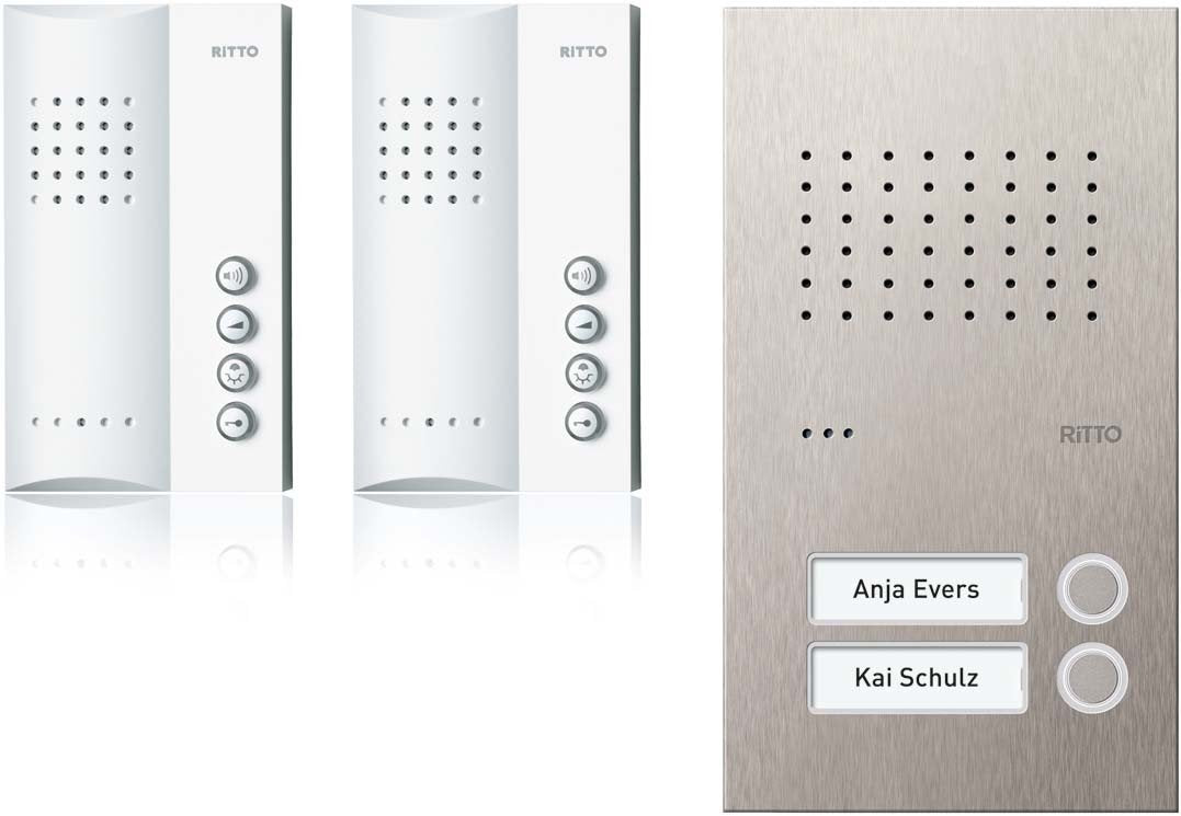 Ritto Audio Türsprechanlage, Acero PUR Türstation im Komplettset für Zweifamilienhaus Acero pur Edel
