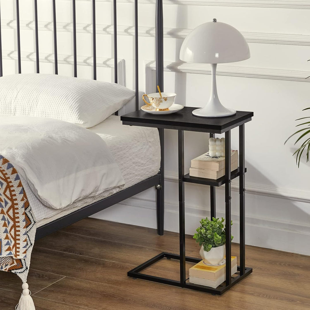 YMYNY Beistelltisch Kaffeetisch C-Form, Eleganter Kleiner Sofatisch, Industrie-Design 2er-Set, Sofat