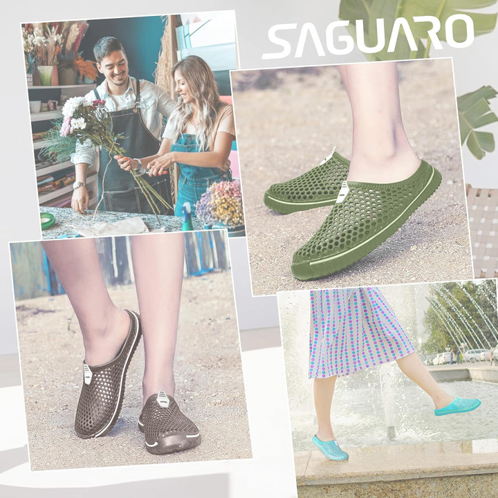 SAGUARO Clogs Herren Gartenschuhe Damen Atmungsaktiv Gr.36-45 | Sommer, Rutschfest, Hausschuhe, Bade
