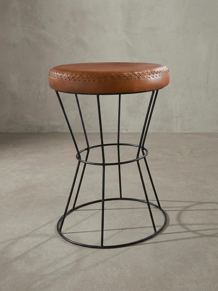 KADIMA DESIGN Industrial Sitzhocker, Sicherer Sitzkomfort in extravagantem Echtleder