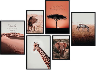 CreativeRobin » Afrika « Premium Poster-Set als Wohnzimmer Deko | 4x A3 + 2x A4 Wandbilder Collage 4