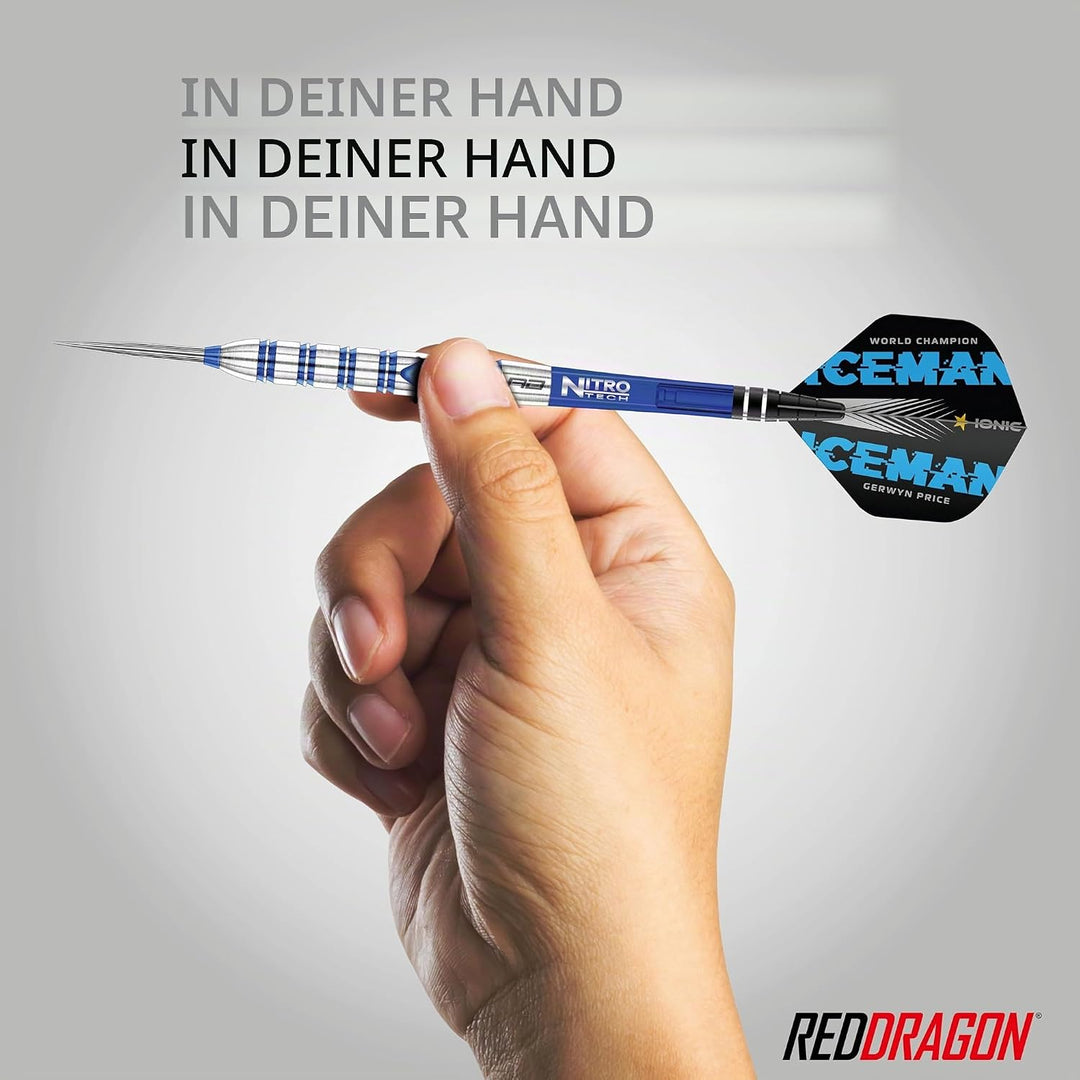 RED DRAGON Gerwyn Price Iceman Originals - Tungsten Dartpfeile Set mit Flights and Schäfte (Stems) 2