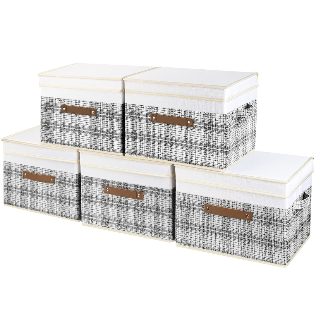 TYEERS Faltbare Aufbewahrungsbox mit Deckel, Stoff, Patchwork-Design, Kisten Aufbewahrung mit Deckel
