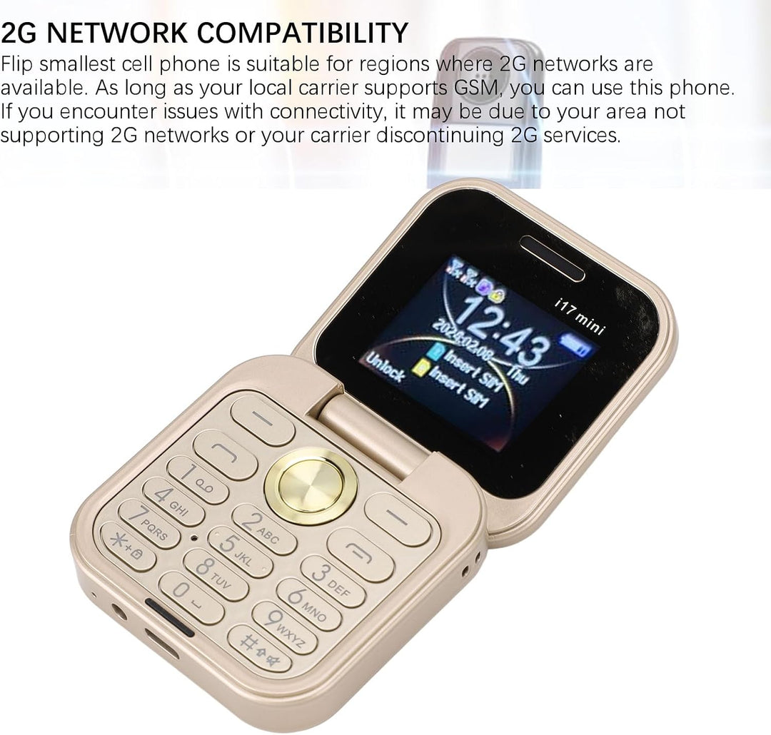 Tosuny 2G Klapphandy, Faltbares Mi NI Handy mit Dual Nano SIM, 1,77 Zoll Display, HD Rückkamera, UKW