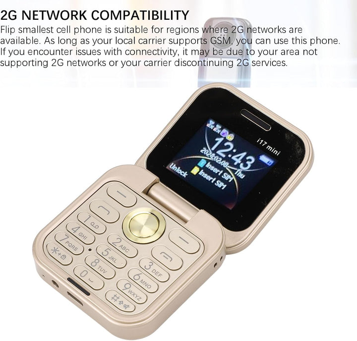 Tosuny 2G Klapphandy, Faltbares Mi NI Handy mit Dual Nano SIM, 1,77 Zoll Display, HD Rückkamera, UKW