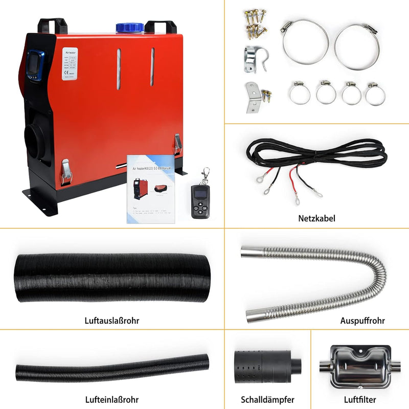 TRMLBE Standheizung Diesel 8KW, 12V Auto Luft Heizung Lufterhitzer Dieselheizung Innenraum mit Fernb