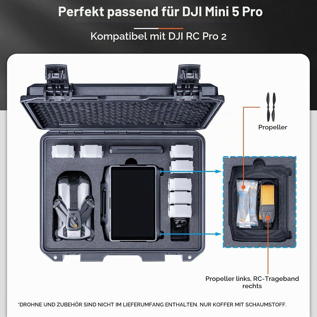 Lykus Titan MM520 Wasserdicht Tasche/Koffer/Case für DJI Mini 5 Pro und DJI RC Pro 2,Unterstützt 8 A