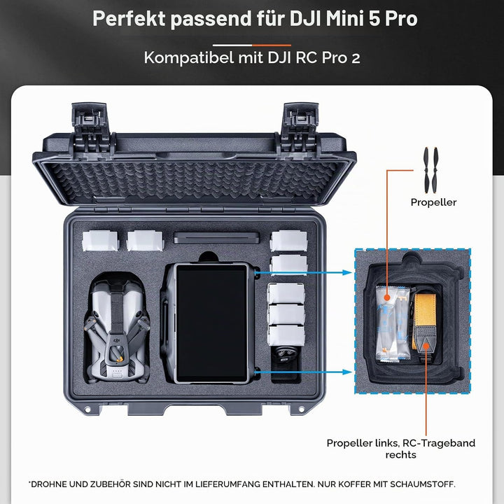 Lykus Titan MM520 Wasserdicht Tasche/Koffer/Case für DJI Mini 5 Pro und DJI RC Pro 2,Unterstützt 8 A