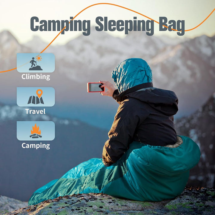 Forceatt Schlafsack Winter, -5°-20 Grad Schlafsack Outdoor für 3-4 Jahreszeiten, Leichtgewichtig und