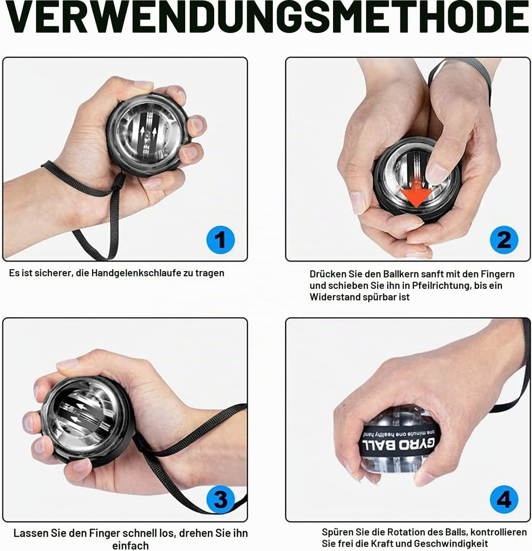 Handgelenk Trainerball,Gyro Handtrainer, Handtrainer, Unterarmtrainer und Muskeltrainer, Fitnessgerä