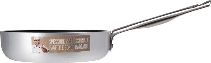 Pentole Agnelli Platinum Pfanne gerade aus Aluminium, Dicke 5 mm, mit Griff aus Edelstahl, Silber 20