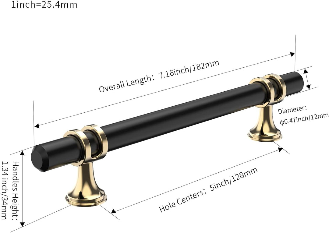 FURNIWARE 10 Stück Möbelgriff, 128mm Bohrlochabstand Möbelgriffe Schrankgriffe Küche Kabinett Griff