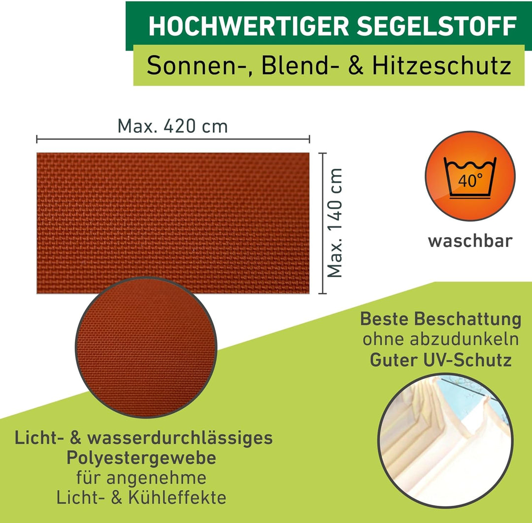 Windhager Sonnensegel für Seilspanntechnik, Wintergarten und Terrassen Beschattung, Seilspannmarkise