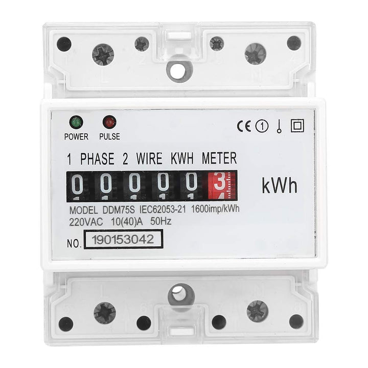 Digitale Stromzähler 1 Phase, AC 220V/230V 10-40A 2 Draht 4P Einphasiger Stromzähler Hutschiene, KWh