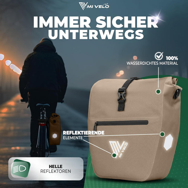 MIVELO 2in1 Fahrradtasche für Gepäckträger - Gepäckträgertasche wasserdicht - Inkl. gepolstertem Lap