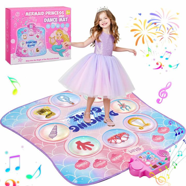Tanzmatte für Kinder ab 3-12 Jahre, Musikmatte mit 9 Tasten Leucht, 3 Spielmodi Integrierte Musik, K