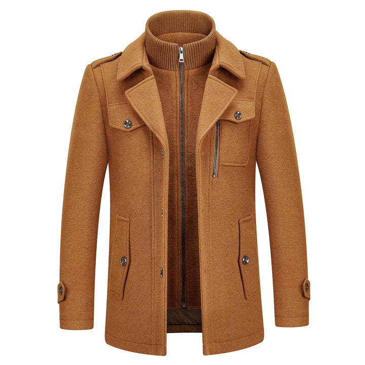 KUDORO Herren Wintermantel Wolle Kurzmantel Herren Wollmantel Mittellang Slim Fit für Business Freiz