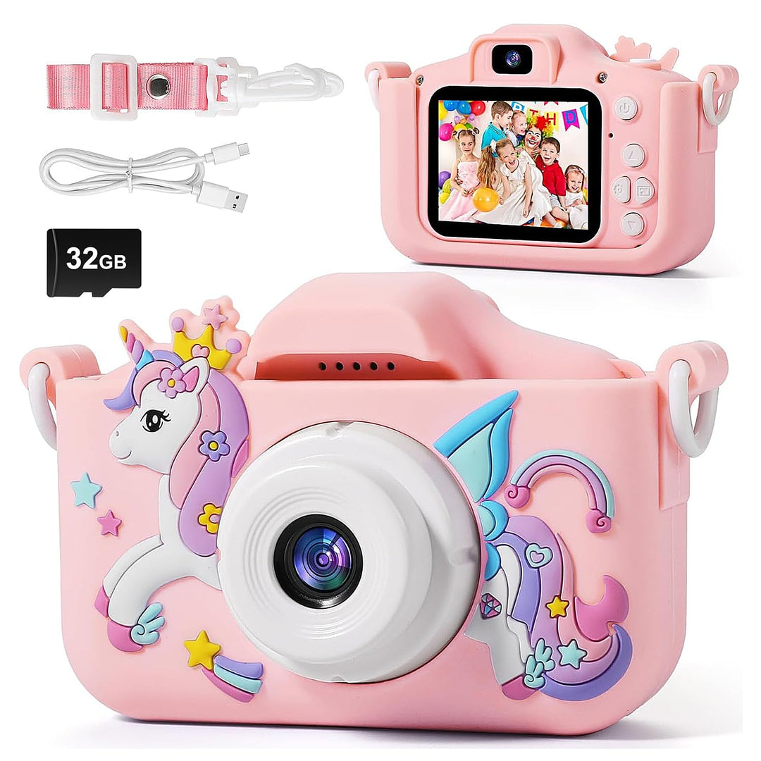 FIVAVA Kinderkamera, Kinder Kamera 1080P Digitalkamera Kinder mit 32GB Karte,Kinderspielzeug ab 3 Ja