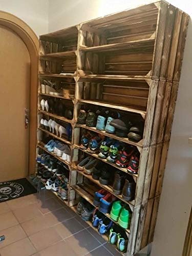 Sparpaket grosses geflammtes/gebranntes Regal Obstkiste Schuhregal Wandregal Holzkiste(6er set), 6