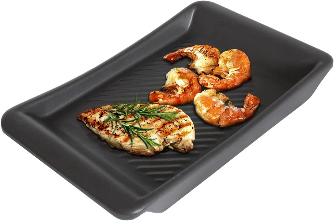 Keramische Grillschale Rechteckig, schwarz Keramik Grill Keramikschale