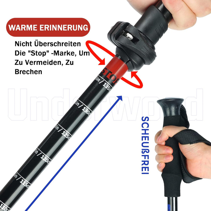 Nordic Walking Stick für Damen und Herren, Teleskop 2 Stück Wanderstöcke für Trekking, Aluminium Wan