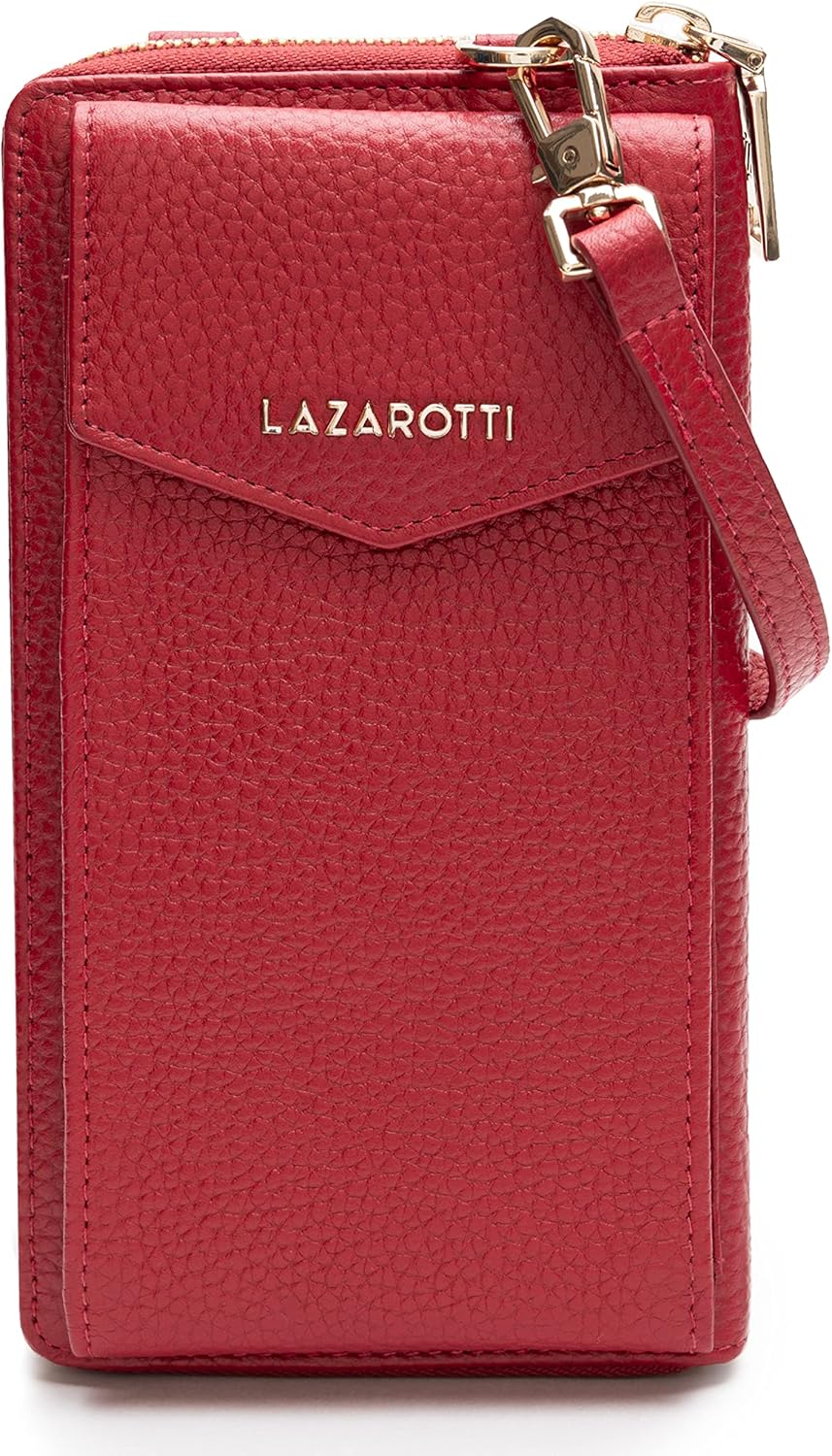Lazarotti Bologna XL Leder Damen-Geldbörse & Handytasche (2-in-1) | 16 Kartenfächer | zum Umhängen m