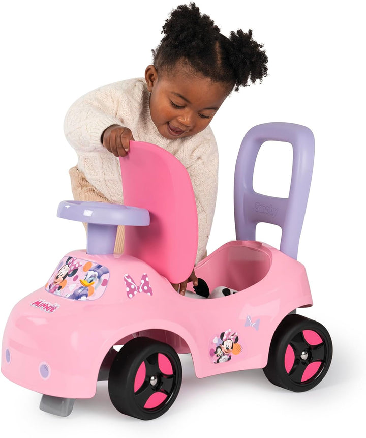 Smoby Minnie Maus Rutscher – wendiges Kinderfahrzeug mit Hupenlenkrad – Rückenstütze, Staufach, Kipp