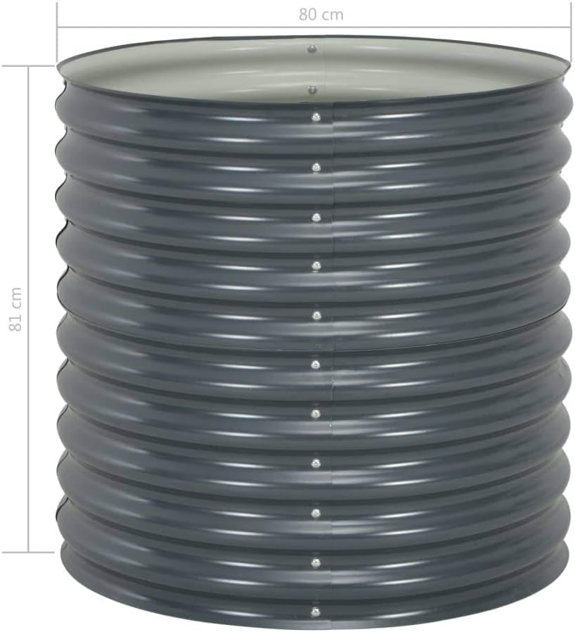 yorten Metall Hochbeet Grau Verzinkter Stahl 80 x 80 x 81 cm (L x B x H) Gartenbeet Pflanzkübel für