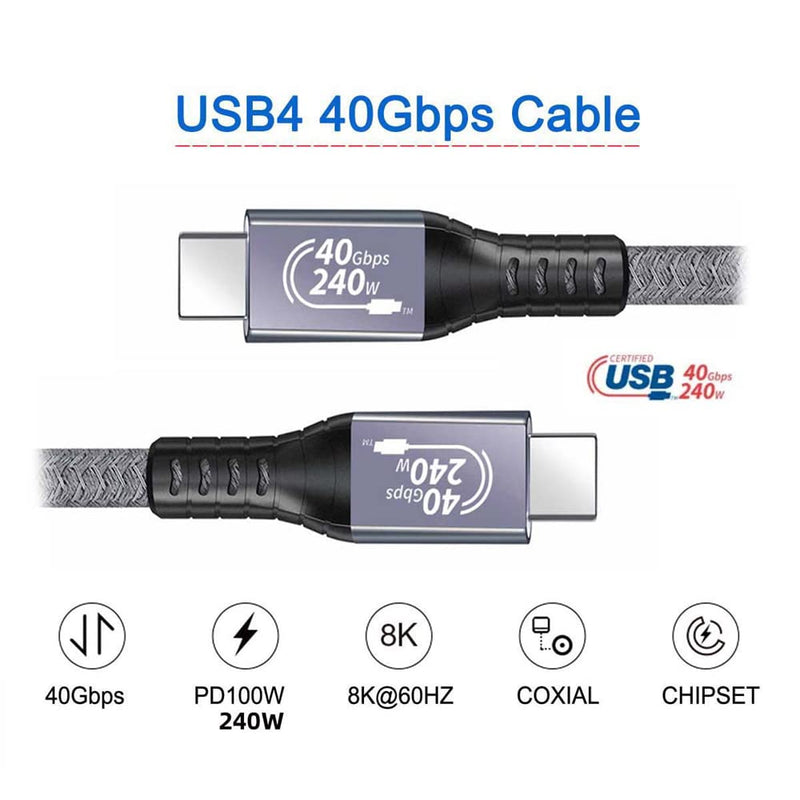 NFHK USB-IF-Zertifizierung, 240 W, USB4-Kabel, 40 Gbit/s, kompatibel mit 100 W Aufladen und 8K bei 6