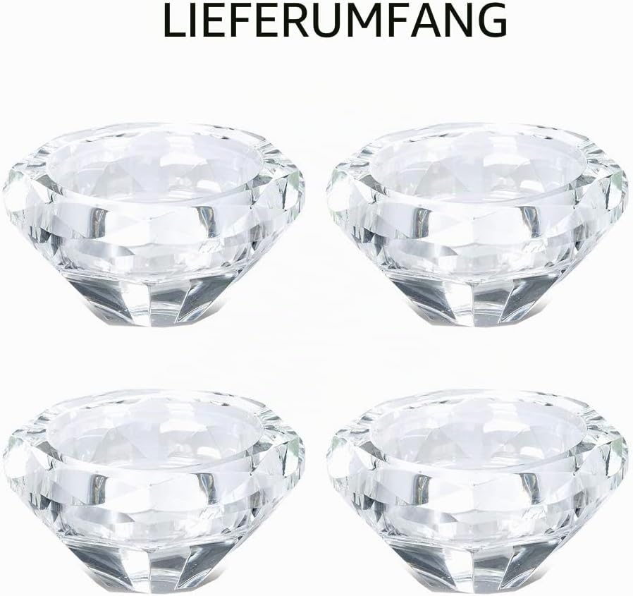 NUPTIO Teelicht Kerzenhalter 4 Stück Teelichthalter Glas Votiv kristall Kerzenständer Diamant Hochze