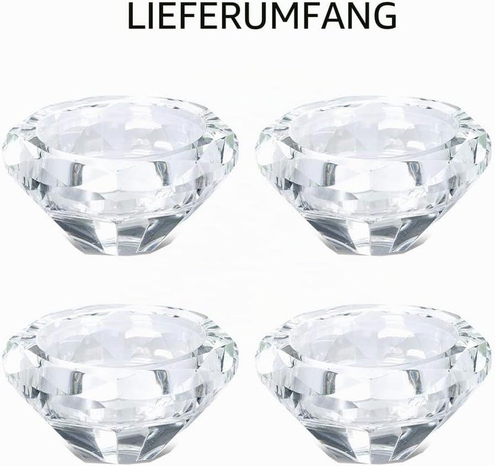NUPTIO Teelicht Kerzenhalter 4 Stück Teelichthalter Glas Votiv kristall Kerzenständer Diamant Hochze