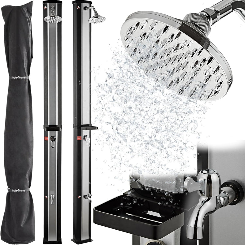 holz4home® Solardusche Gartendusche I Aussendusche mit Warmwasser bis 60°C I Outdoordusche für Garte