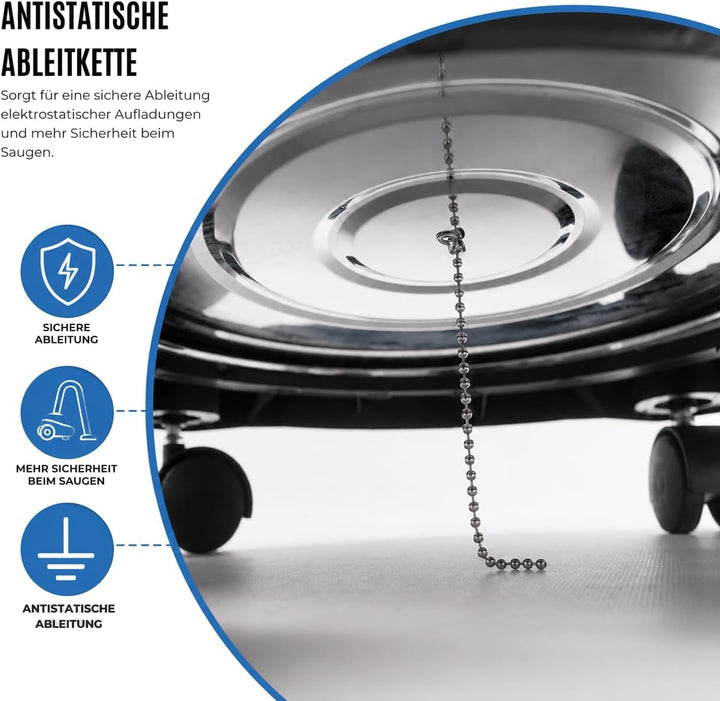 Aschesauger 20L Kaminsauger 1650W + Blasfunktion + DUAL Filter System + 4 Rollen SN121