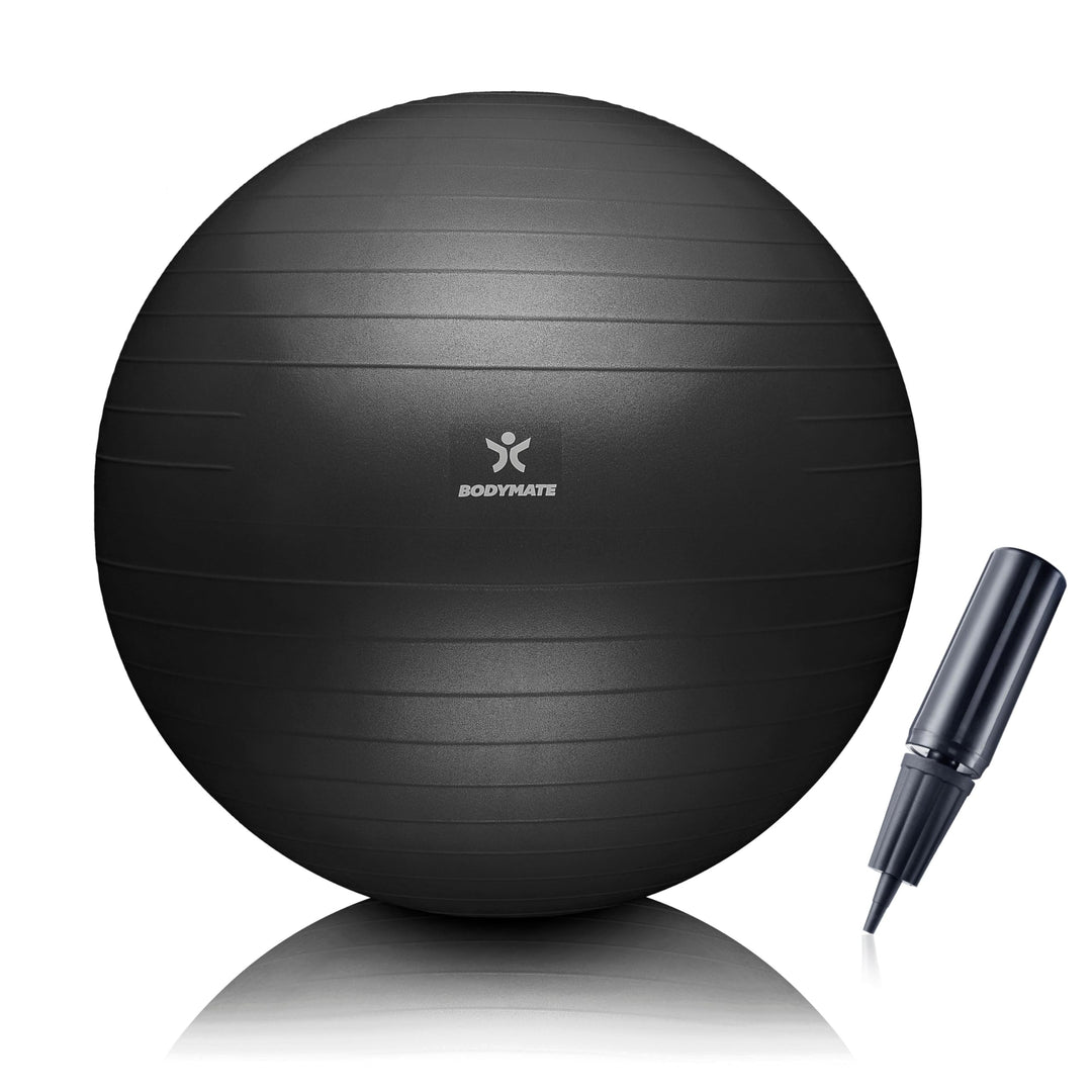 BODYMATE Gymnastikball Sitzball Trainingsball mit GRATIS E-Book inkl. Luft-Pumpe, Ball für Fitness,