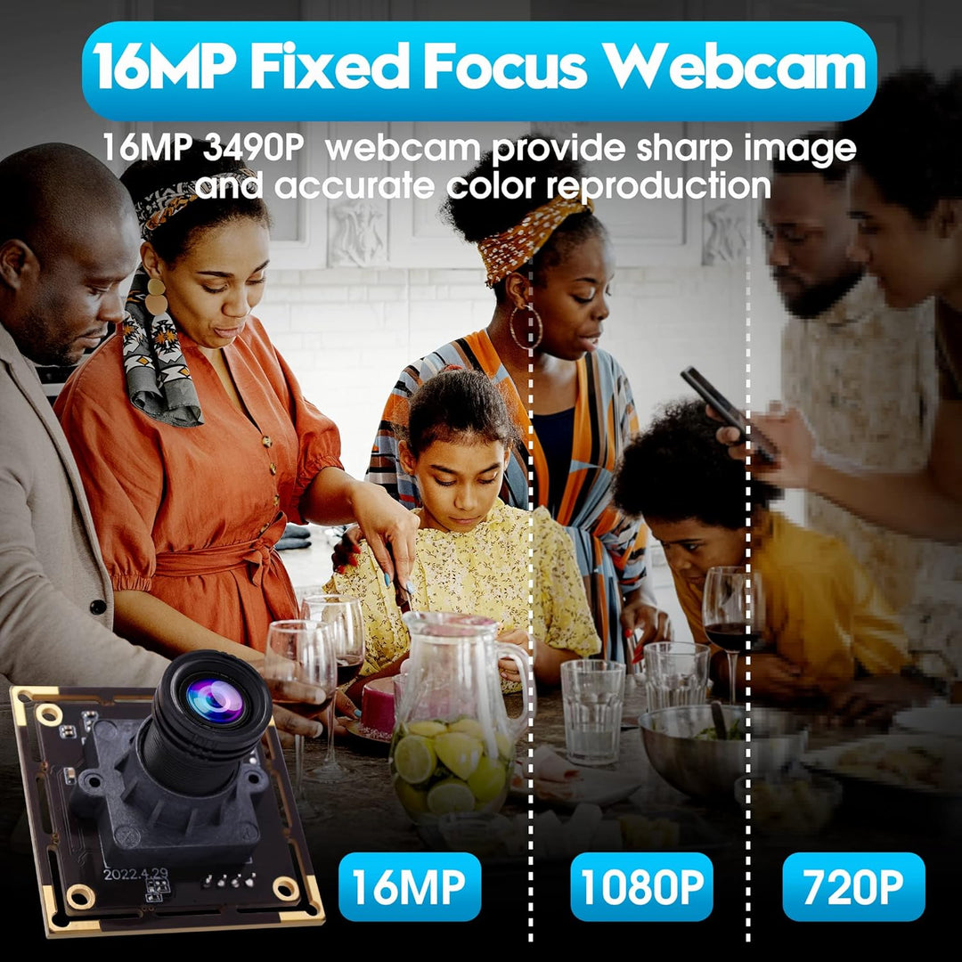 ELP 16MP USB-kameramodul Ultra HD 3496P USB-Kamera mit IMX298 Bildsensor Webcam, Plug and Play Embed
