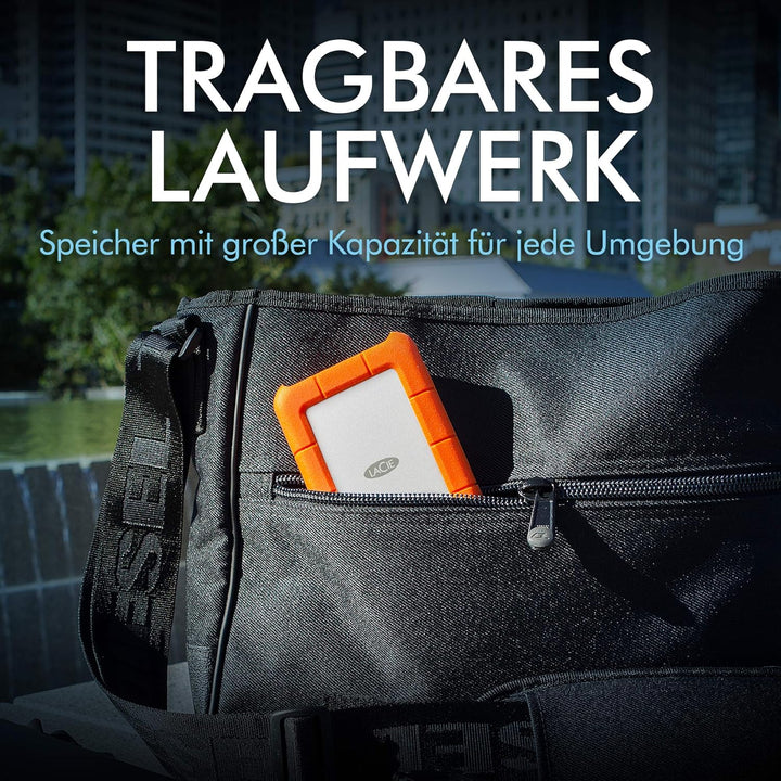 LaCie Rugged Secure 2TB tragbare externe Festplatte, 2.5 Zoll, PC & Mac, inkl. USB-C w/o USB-A Kabel