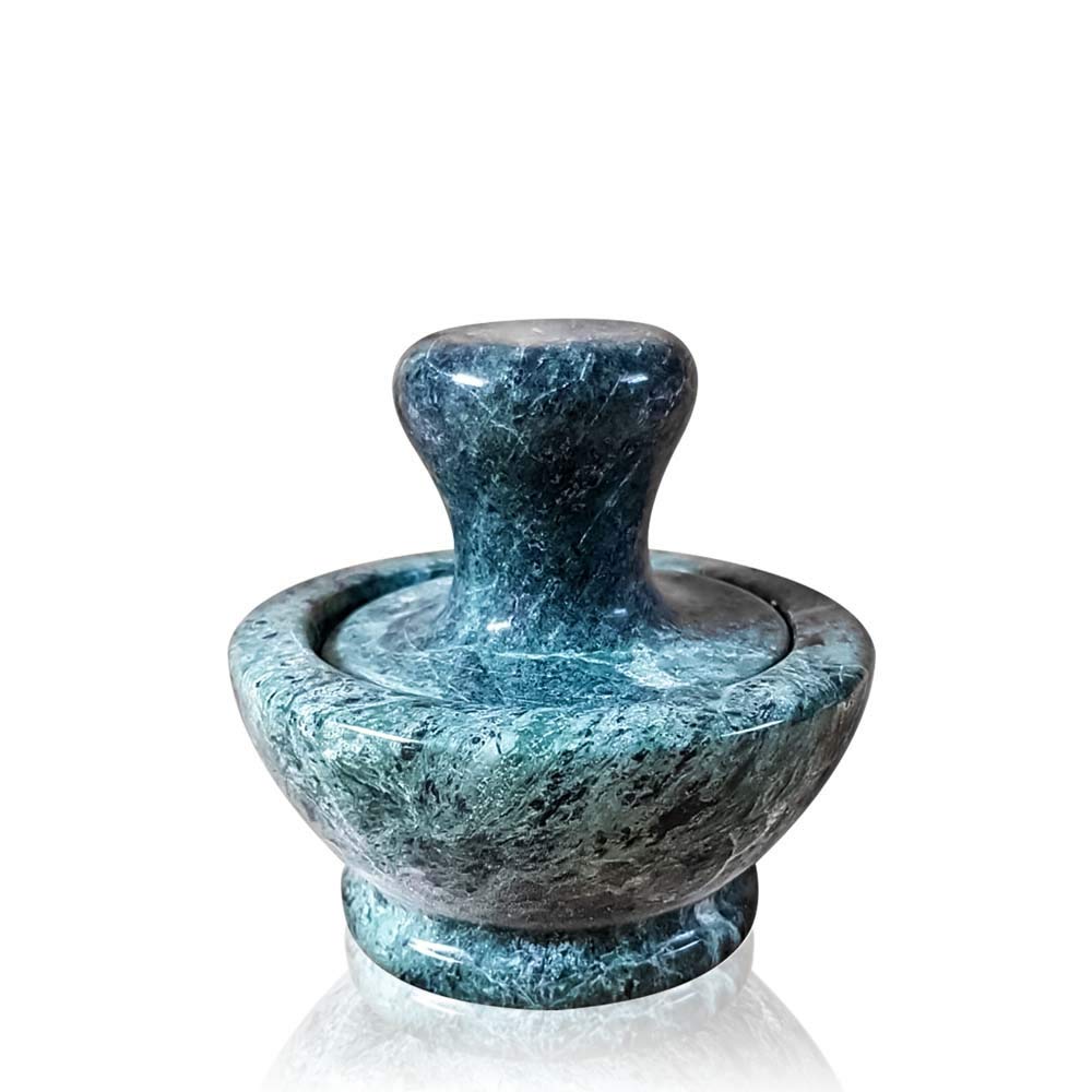 Klassischer Mörser Marmor grün mit Stössel Green Marble Mortar 10 cm
